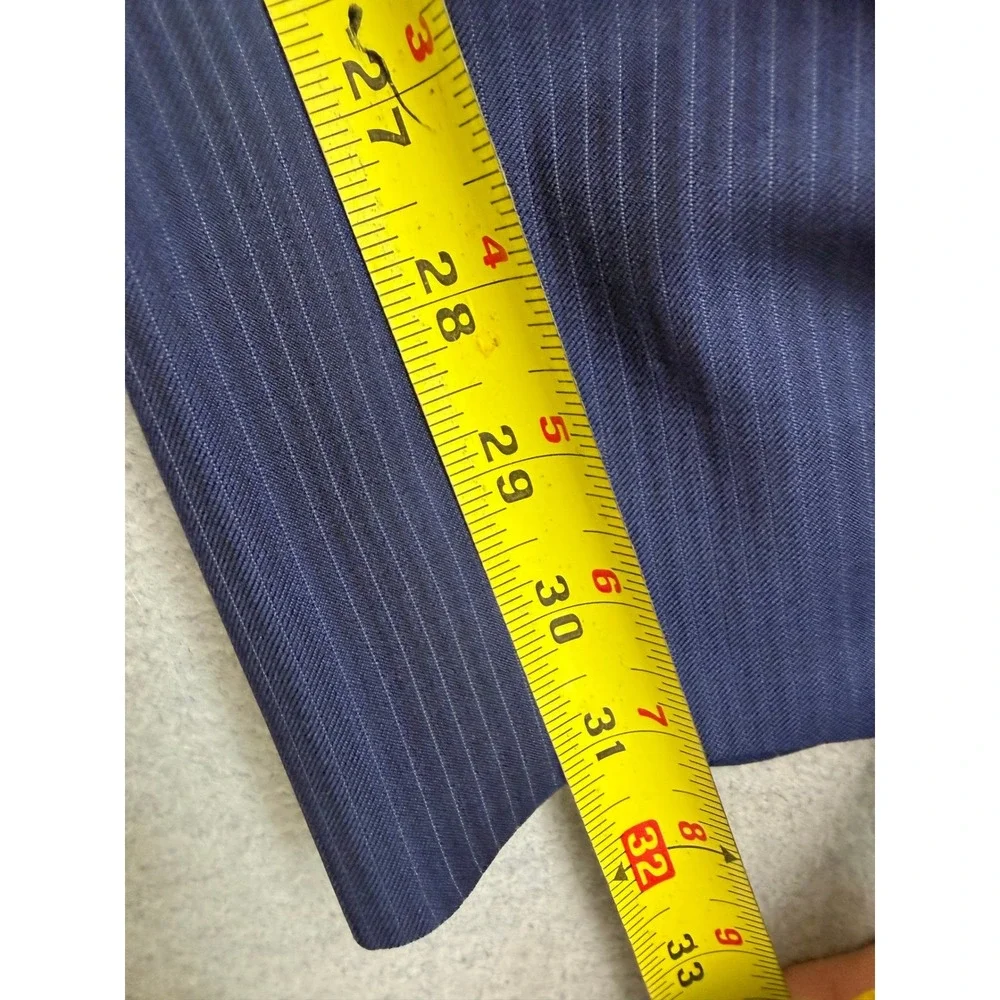 Ermenegildo Zegna Milano Suit Mens 44L 36x31 Navy‎ Blue Pinstripe Wool 2pc